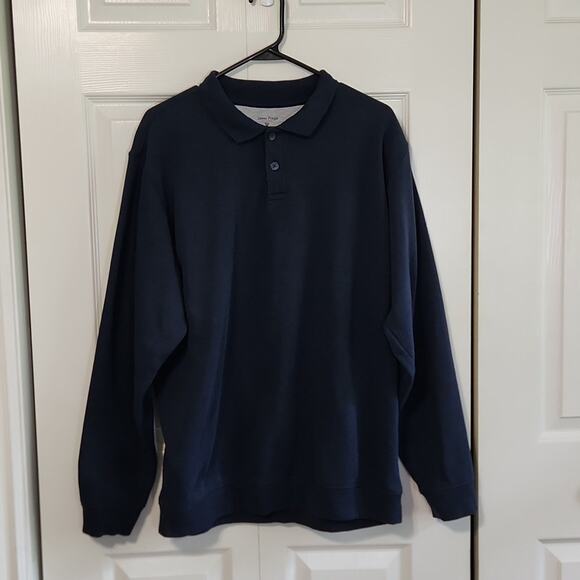 James Pringle Men's Navy Blue Pullover Sweatshirt Size XL Polo Neck Button - Picture 1 of 9